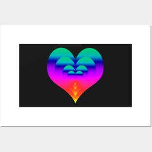 Rainbow Gradient Nested Hearts color pallet 3 Posters and Art